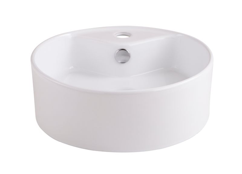 GoodHome Vorma keramisk bordmonteret vask, rund, Ø 38 cm, hvid
