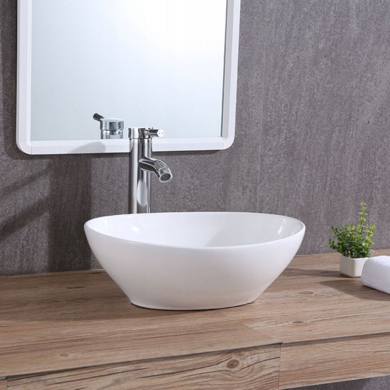 Keramisk Håndvask Oval 42x34 cm Hvid | 5904890427297