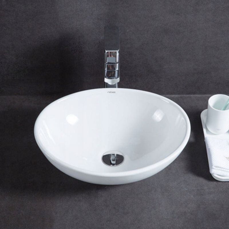 Keramisk Håndvask Oval 42x34 cm Hvid | 5904890427297