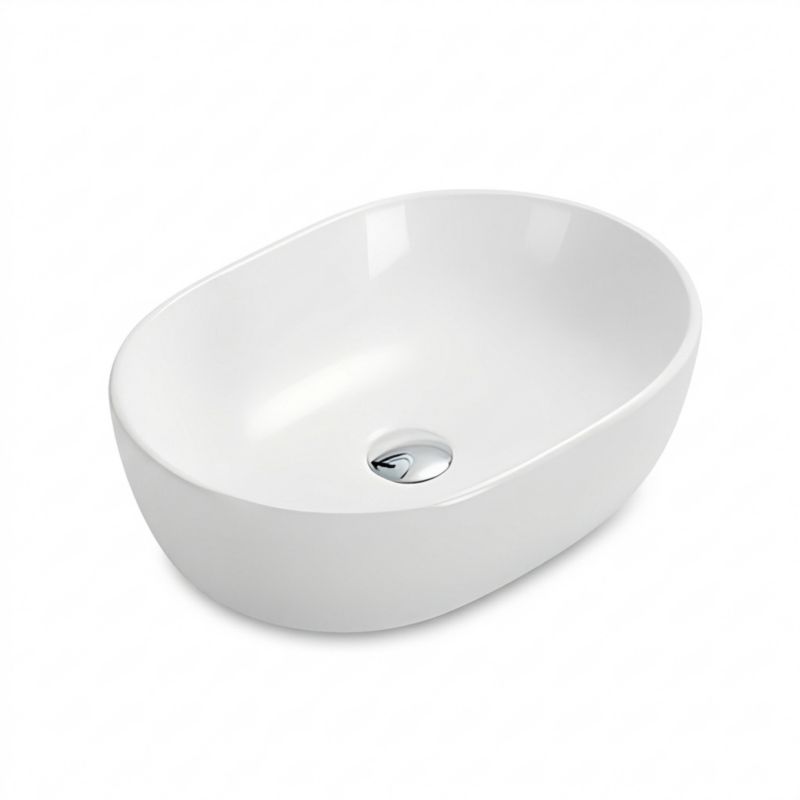 Keramisk Bordvask Oval Hvid 49x35x14 cm | 5906333006571