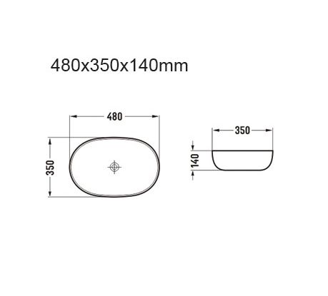 Keramisk Bordvask Oval Hvid 49x35x14 cm | 5906333006571
