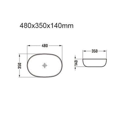 Keramisk Bordvask Oval Hvid 49x35x14 cm | 5906333006571