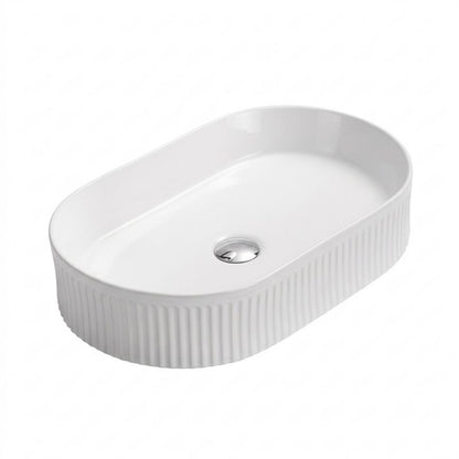 Oval Bordpladevask 49x31,3x12,7 cm Hvid Blank Keramik