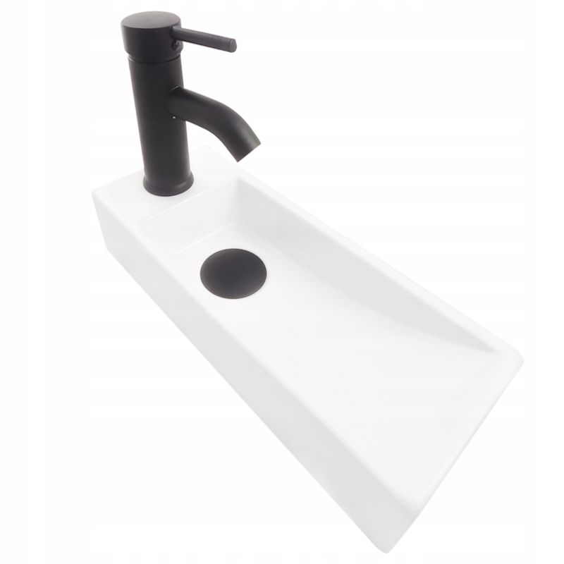 Nablatowa Umywalka Prostokątna ASTINA Prawa 38,5x14,8x8 cm Hvid