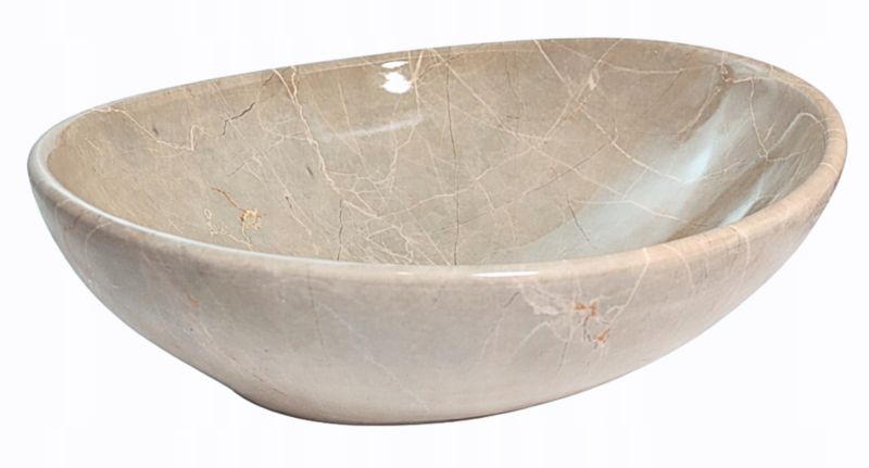 Oval Vask Marmorlook Cashmere 41,5 x 34 cm Blank