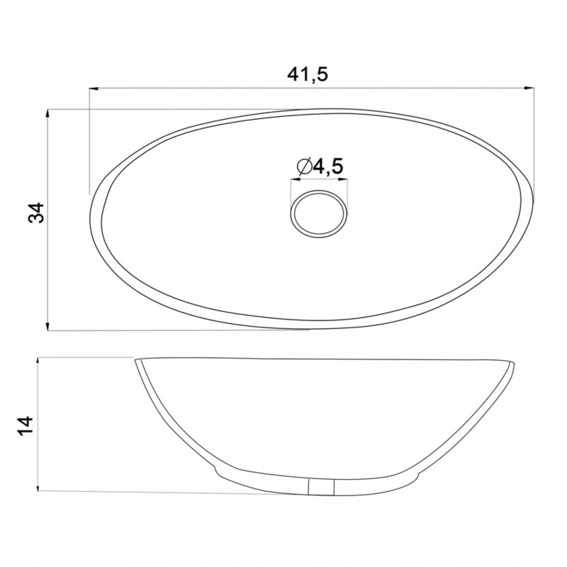 Oval Bordvask Hvid Keramisk 41,5x34x14 cm