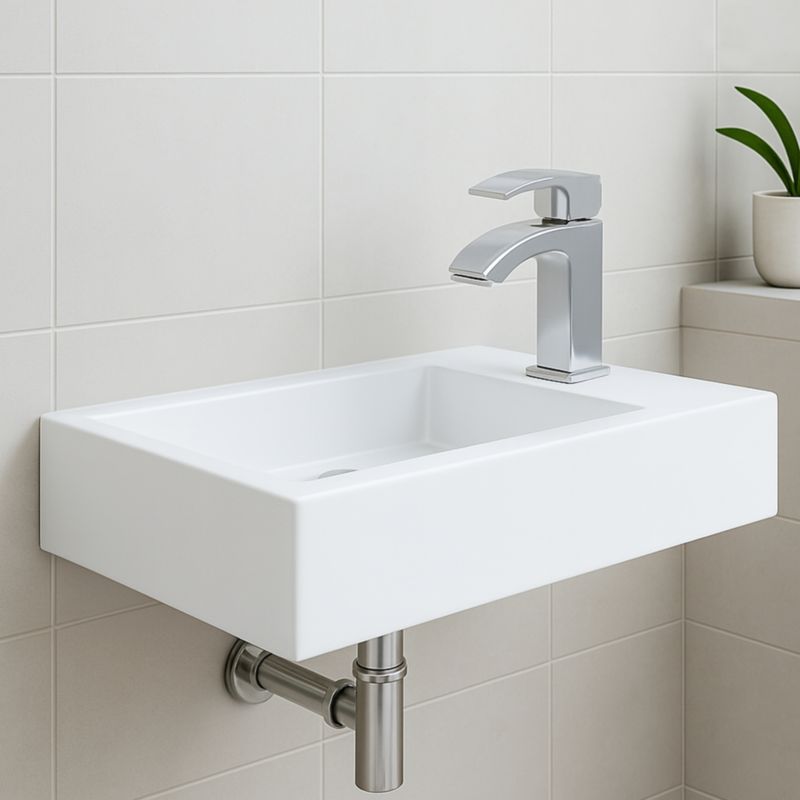 Kompakt Vask Keramik 36,5x18,5x9 cm Hvid Venstre