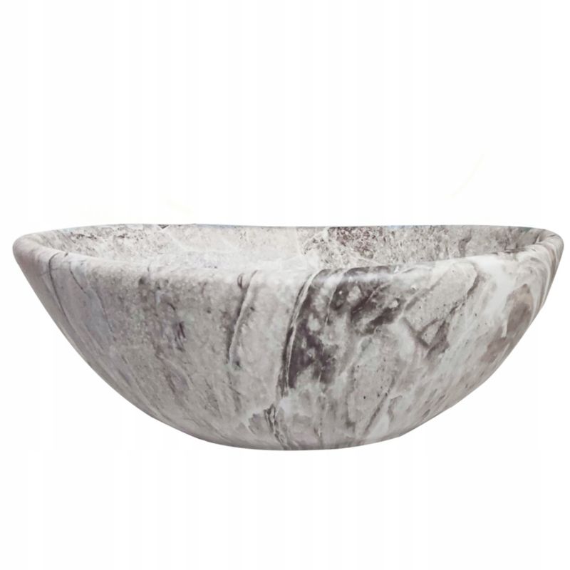 Oval Bordvask Marmorgrå 34x27x12 cm Uden Armaturhul