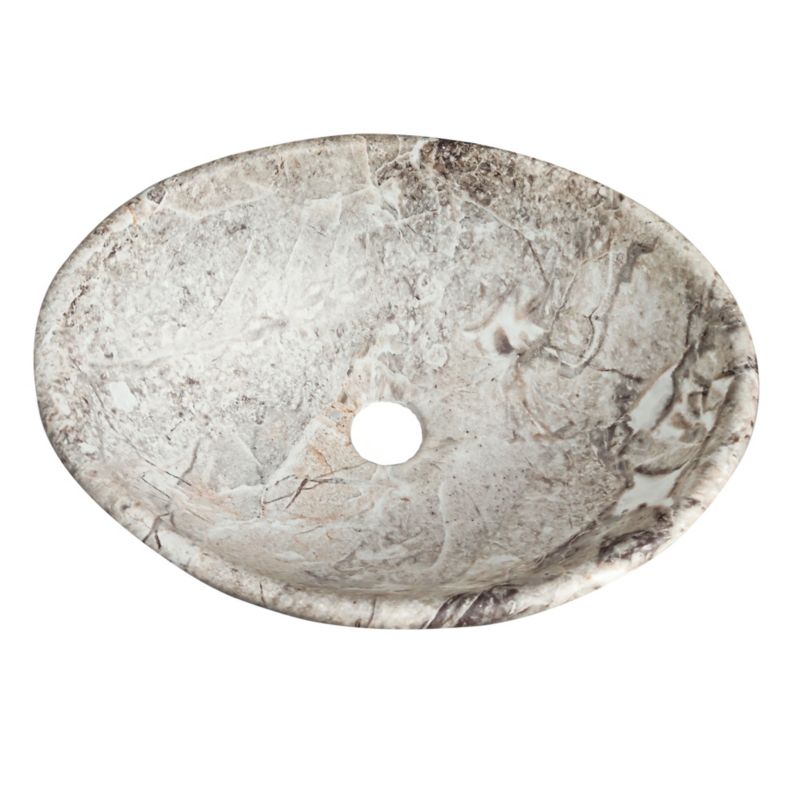 Oval Bordvask Marmorgrå 34x27x12 cm Uden Armaturhul