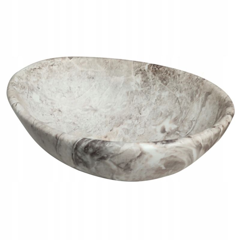 Oval Bordvask Marmorgrå 34x27x12 cm Uden Armaturhul