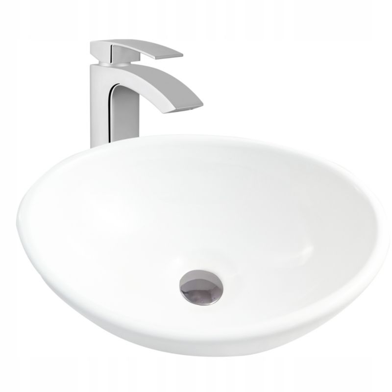 Oval Bordvask 34x27x12 cm Hvid Blank Keramik