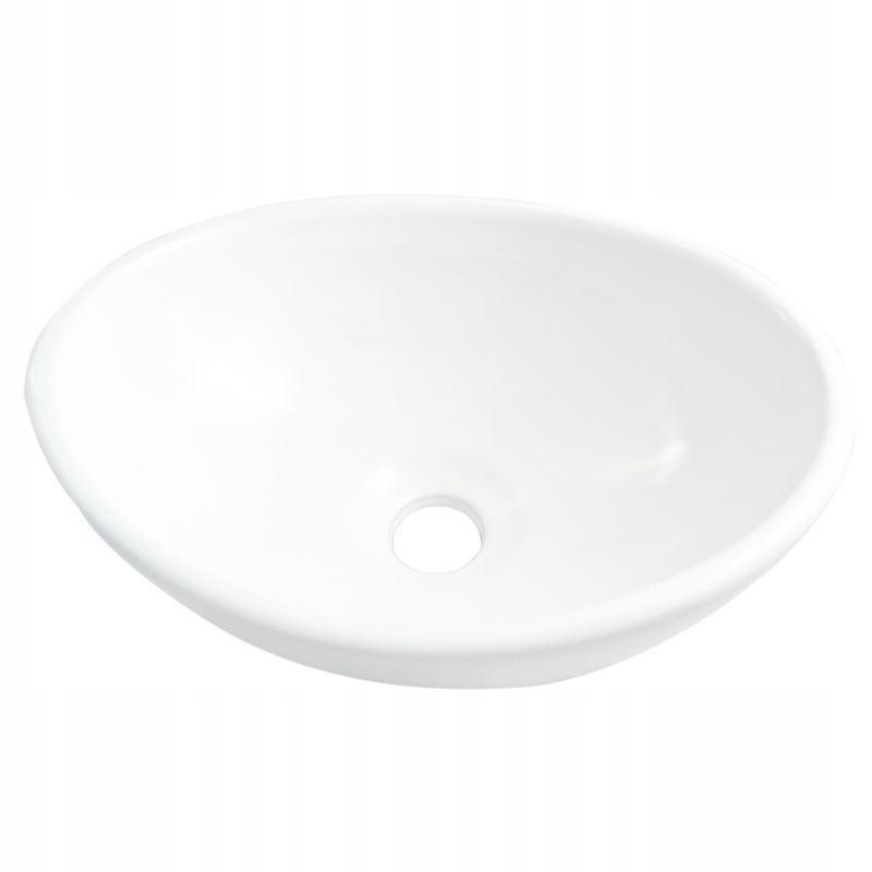 Oval Bordvask 34x27x12 cm Hvid Blank Keramik