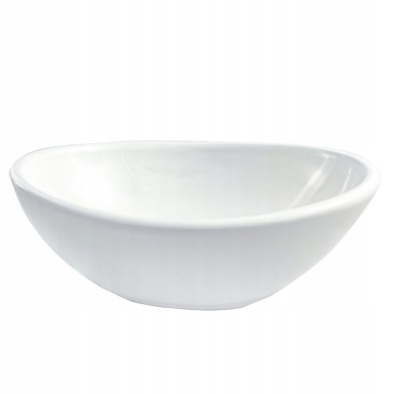 Oval Bordvask 34x27x12 cm Hvid Blank Keramik