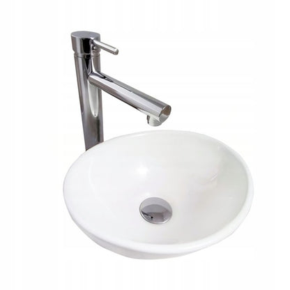Oval Bordvask 34x27x12 cm Hvid Blank Keramik