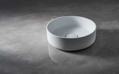 Rund Håndvask 38 cm Hvid Konglomerat Satfinish