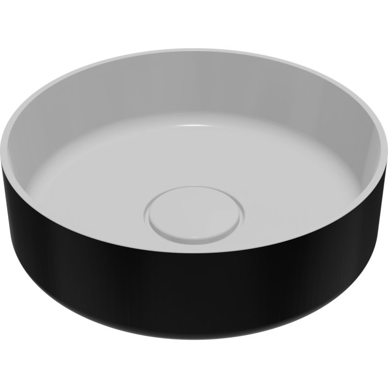Umywalka Nablatowa Apanas 38 cm Sort/Hvid Konglomerat