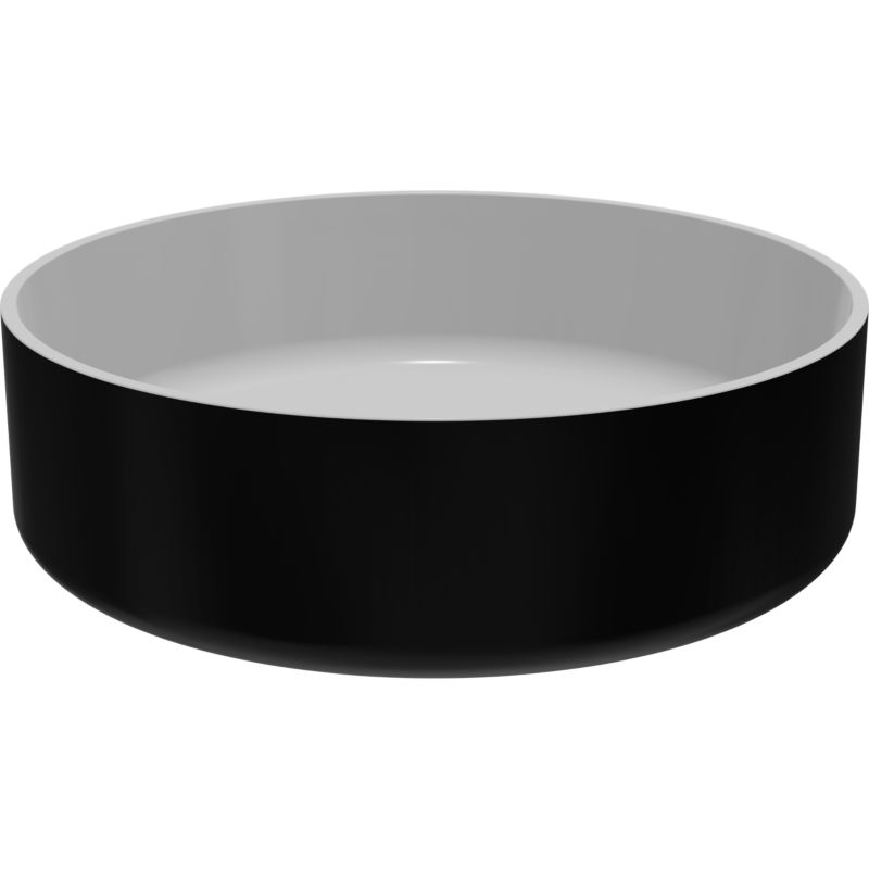 Umywalka Nablatowa Apanas 38 cm Sort/Hvid Konglomerat