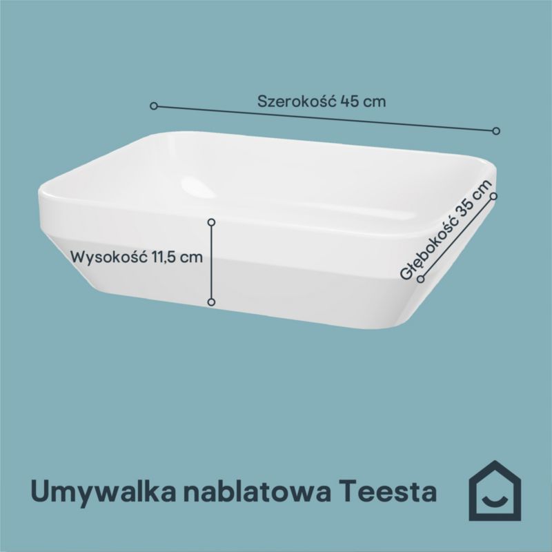 Teesta Bordvask 45x35 cm Hvid