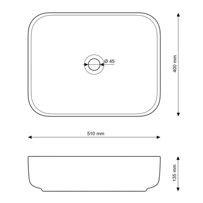Granitan Sawo keramisk bordmonteret vask 51 x 40 cm, 1 stk.
