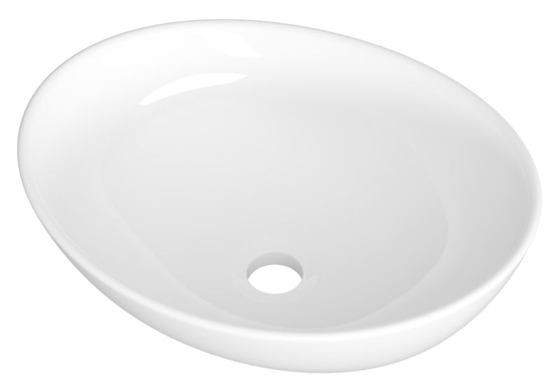 Granitan Tono oval keramisk bordmonteret vask i hvid, 1 stk.