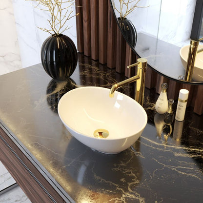 Granitan Tono oval keramisk bordmonteret vask i hvid, 1 stk.