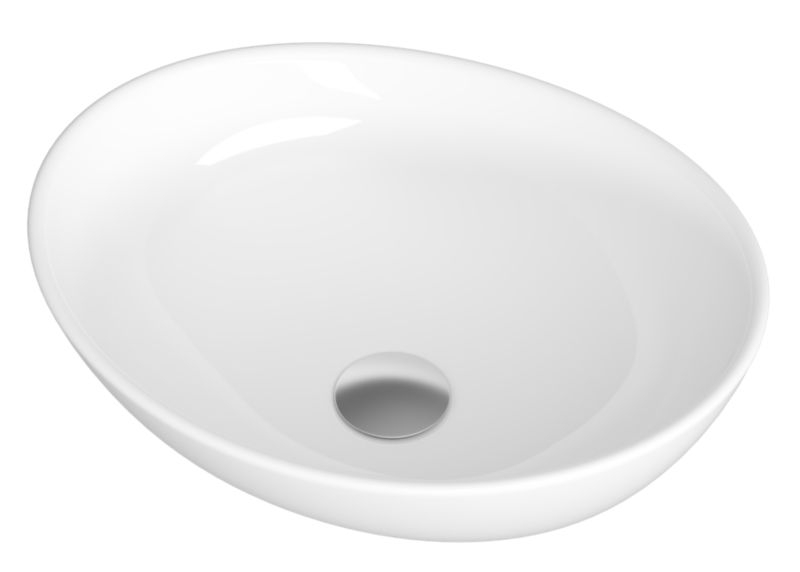 Granitan Tono oval keramisk bordmonteret vask i hvid, 1 stk.