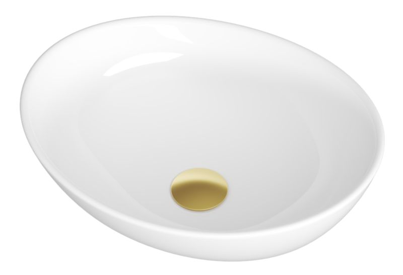 Granitan Tono oval keramisk bordmonteret vask i hvid, 1 stk.