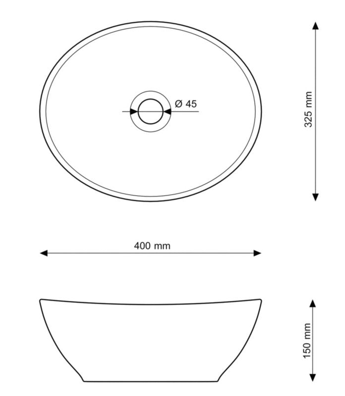 Granitan Tono oval keramisk bordmonteret vask i hvid, 1 stk.