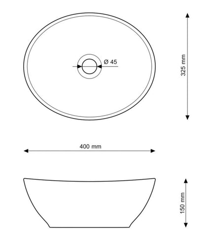 Granitan Tono oval keramisk bordmonteret vask i hvid, 1 stk.