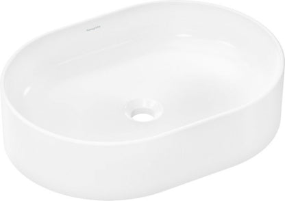 Oval Bordpladevask 55 x 40 cm Hvid Keramik Uden Boring