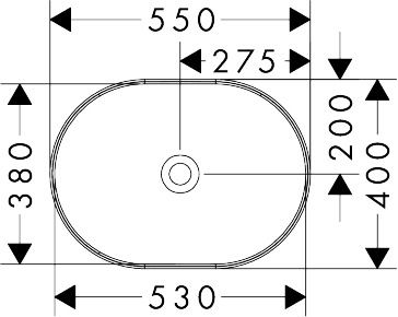Oval Bordpladevask 55 x 40 cm Hvid Keramik Uden Boring