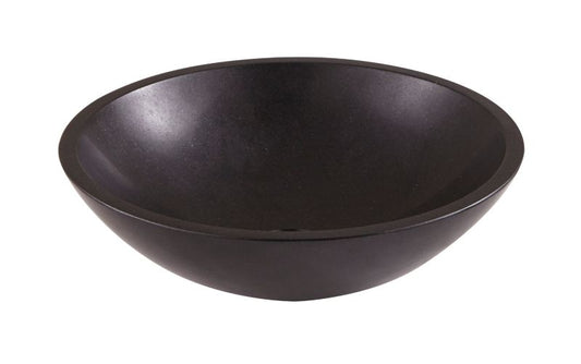 GoodHome Tumen rund bordmonteret vask i sort sten Ø 38 cm