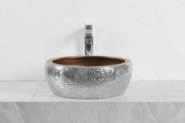 Kerra KR-124 bordmonteret vask i sølvdekoration, 1 stk.