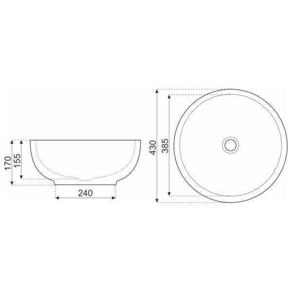 Kerra KR-140 bordmonteret vask med ydre dekor, 1 stk.