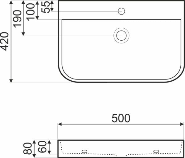 Kerra KR-43 hvid vask til bordmontage, 1 stk.