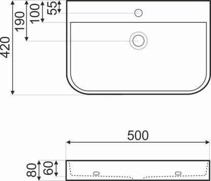 Kerra KR-43 hvid vask til bordmontage, 1 stk.