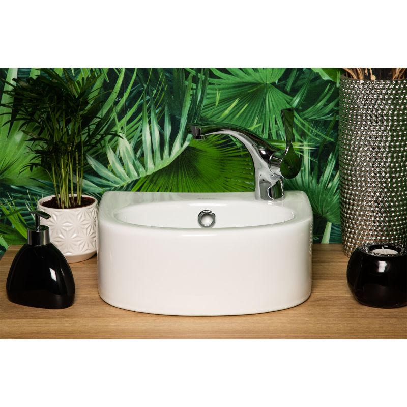 Kerra KR-601 hvid vask til bordmontage med hul til armatur