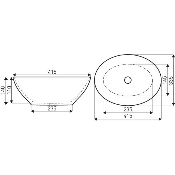 Keramisk Bordhåndvask Oval 42 cm Hvid 1 stk.