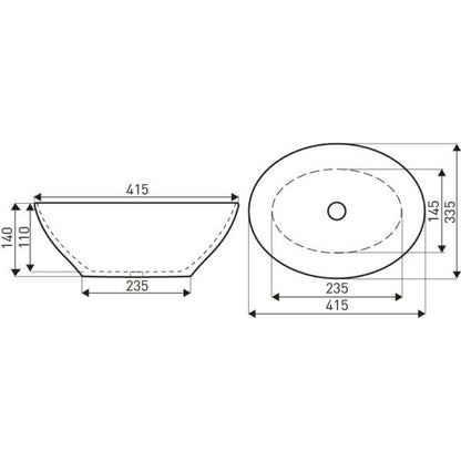 Keramisk Bordhåndvask Oval 42 cm Hvid 1 stk.