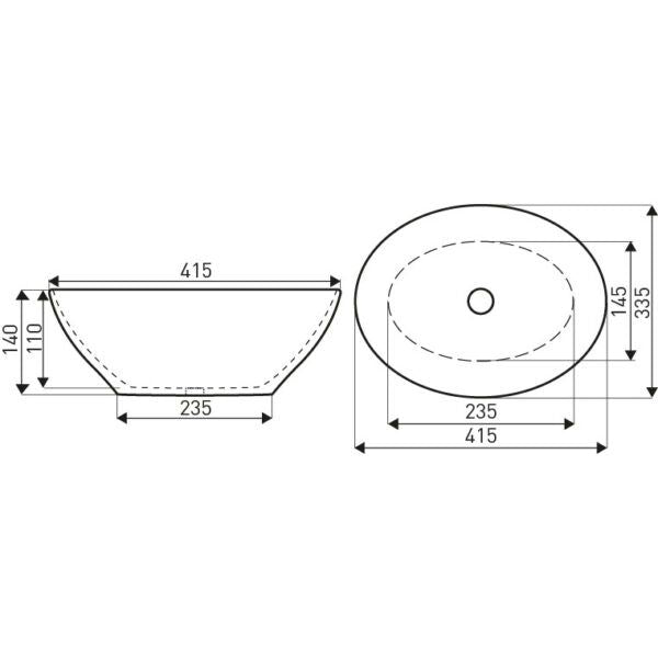 Kerra KR-707 BL/G bordmonteret vask i sort og guld, 1 stk.
