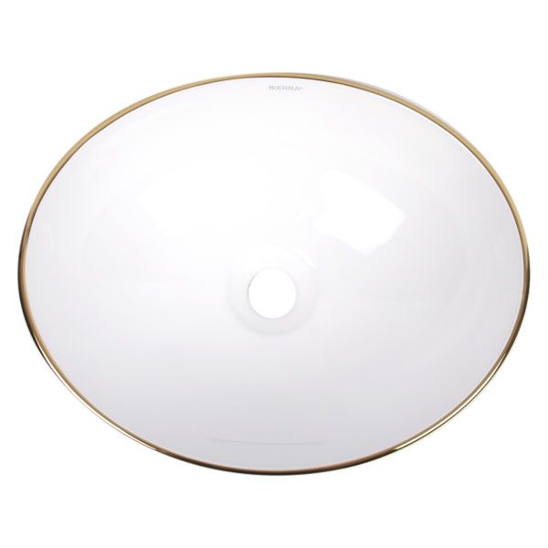 Kerra KR-707 WH/G bordmonteret vask i hvid og guld, 1 stk.