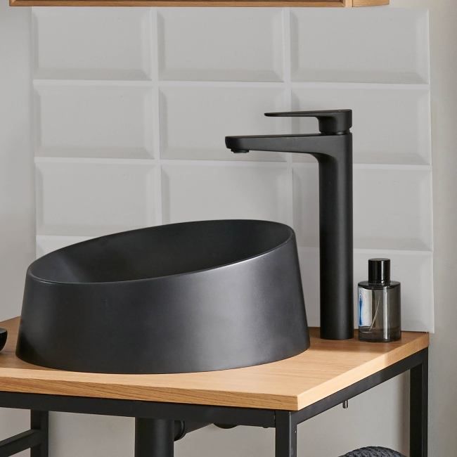 GoodHome Allos bordmonteret vask i konglomerat