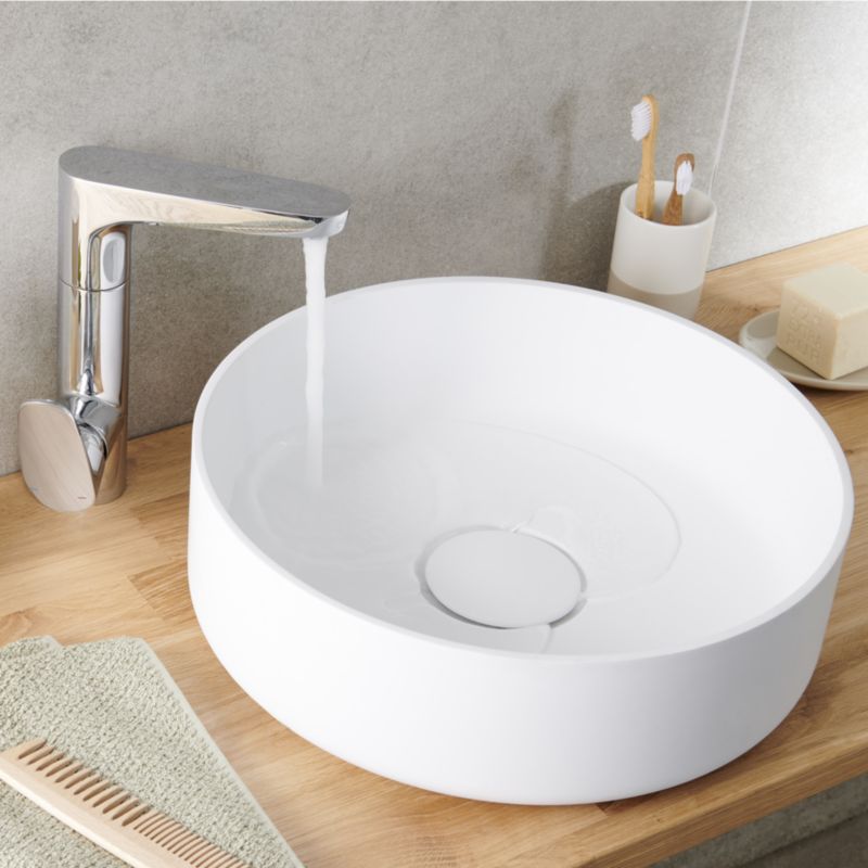 GoodHome Apanas 38 cm hvid bordmonteret vask i konglomerat