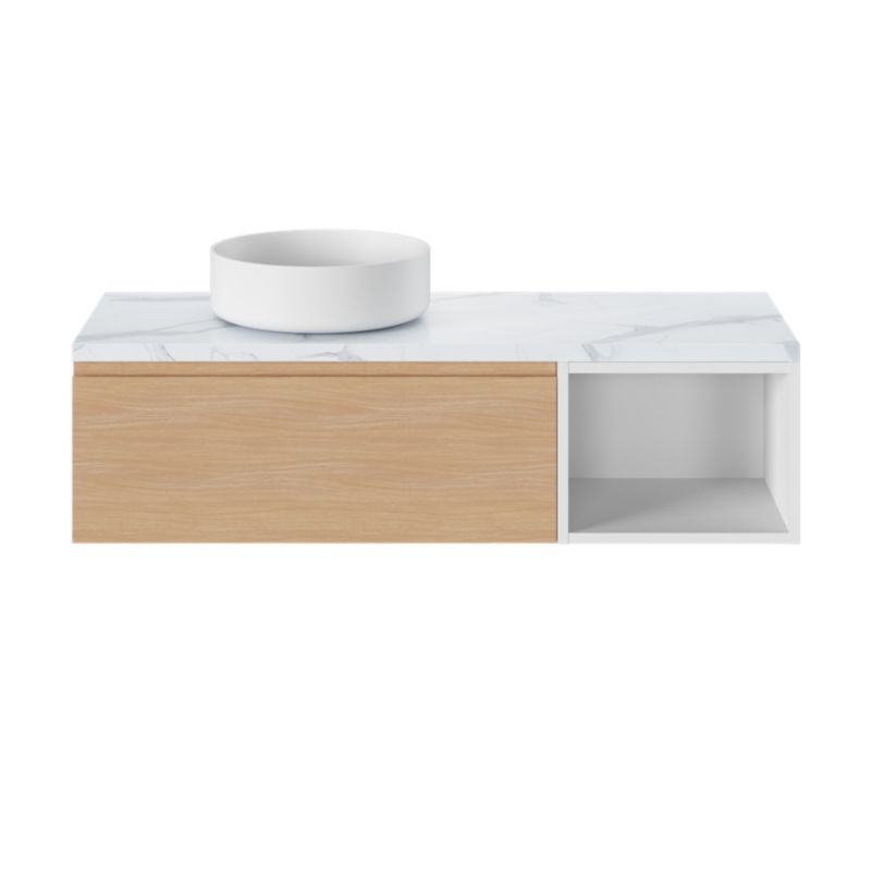 GoodHome Apanas 38 cm hvid bordmonteret vask i konglomerat