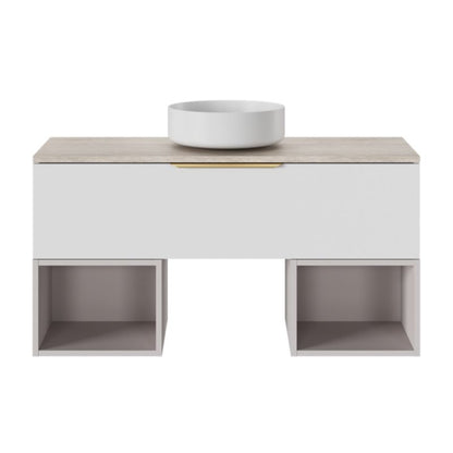 GoodHome Apanas 38 cm hvid bordmonteret vask i konglomerat