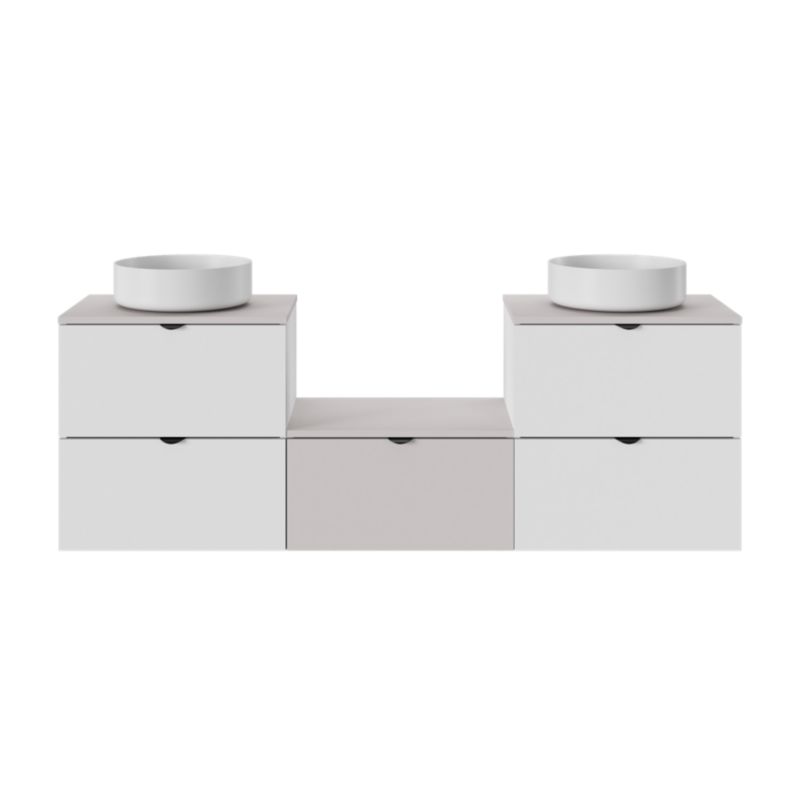 GoodHome Apanas 38 cm hvid bordmonteret vask i konglomerat