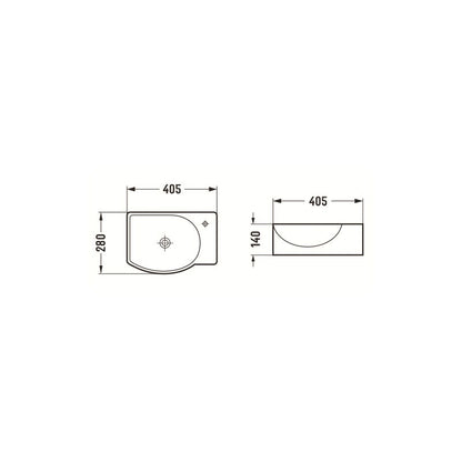 Venstrevendt bordmonteret vask Mexen Mista 40 x 28 cm hvid 1 stk.