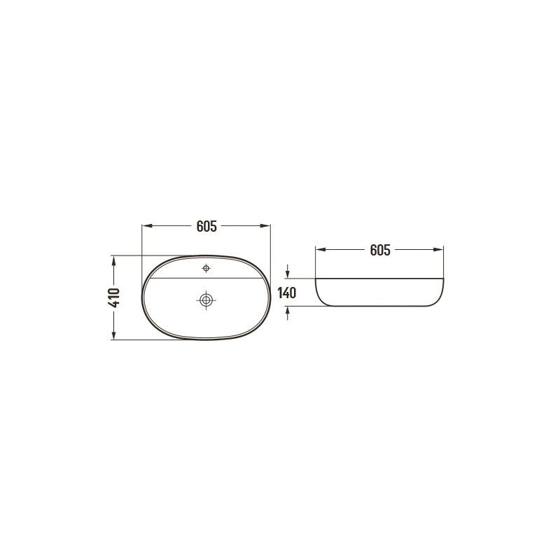 Mexen Adel bordmonteret vask 60 x 41 cm mat‑sort 1 stk.