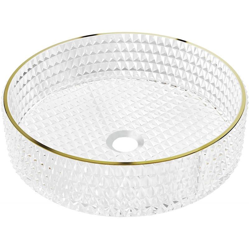 Mexen Aura glasvask til bordmontering transparent/guld 39,5 x 39,5 cm 1 stk.