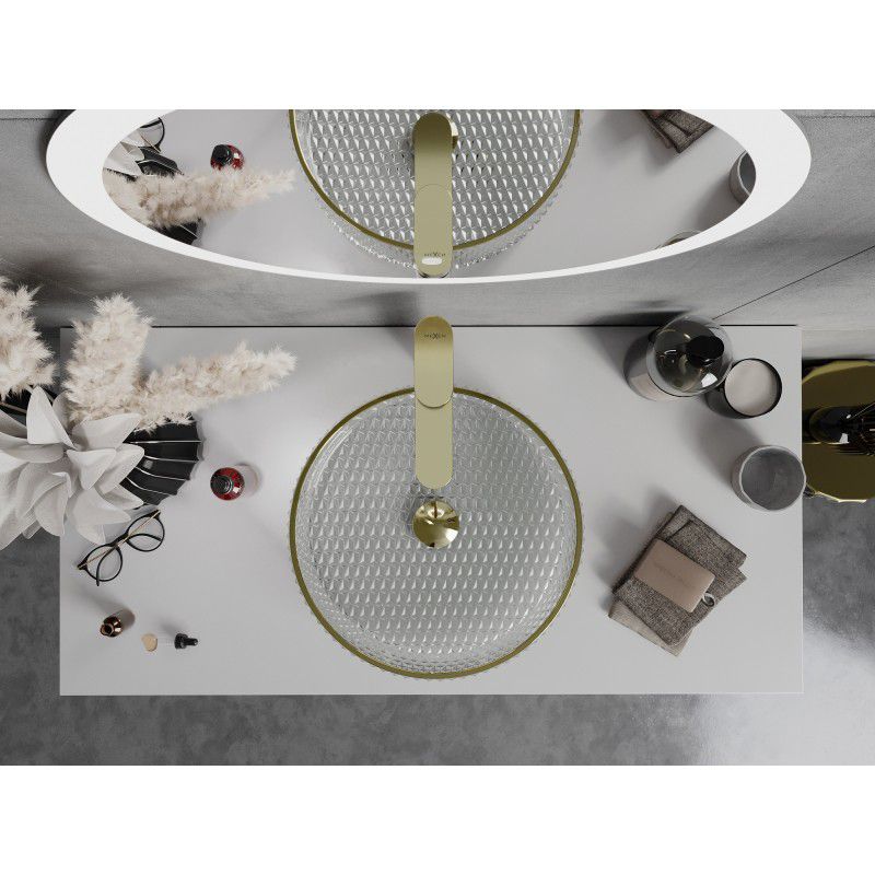 Mexen Aura glasvask til bordmontering transparent/guld 39,5 x 39,5 cm 1 stk.